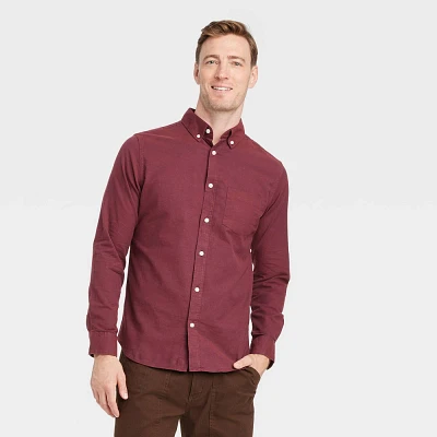 Men Long Sleeve Collared Button-Down Shirt