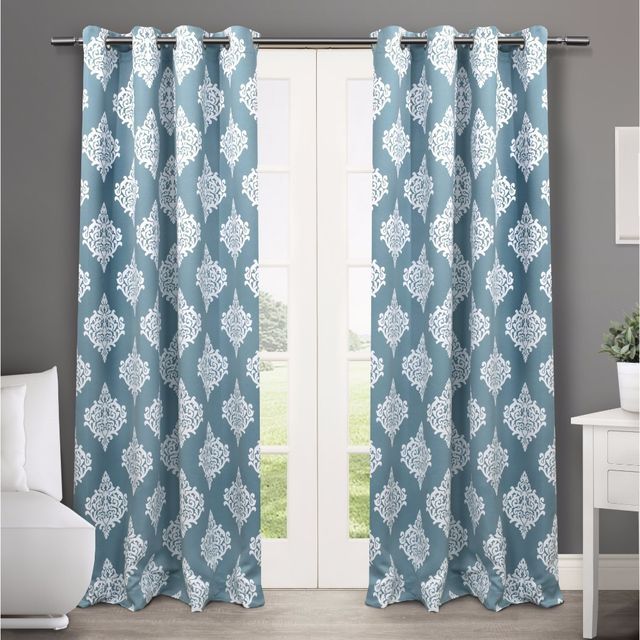 Set of 2 84x52 Medallion Blackout Thermal Grommet Top Window Curtain Panels Teal - Exclusive Home: Energy Efficient, UV Protection