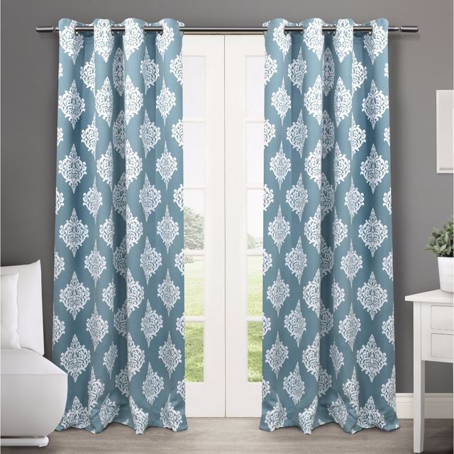 Set of 2 84x52 Medallion Blackout Thermal Grommet Top Window Curtain Panels Teal - Exclusive Home