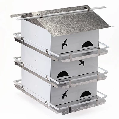 Birds Choice 20 Silver Purple Martin House Watersedge Suites: Aluminum, Weather-Resistant, Pole Mount