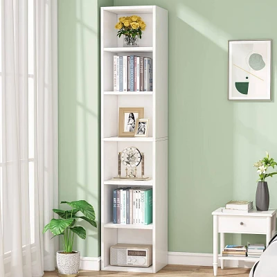 LITTLE TREE 70.9 6 Tier Narrow Bookshelf White