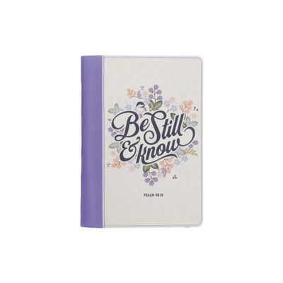 Christian Art Gifts Classic Journal Be Still and Know Psalm 46:10 Bible Verse Inspirational Scripture Notebook for Women, Ribbon Marker, Purple Faux