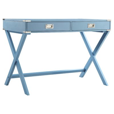 Inspire Q Kenton Wood Writing Desk with Drawers : Mid-Century Modern, MDF Surface, Metal Frame, Hutch Storage