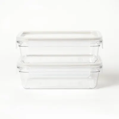 4pc (set of 2) 8.5 Cup and 14 Cup Plastic Round Food Storage Container Set  with Lids Clear - Figmint™