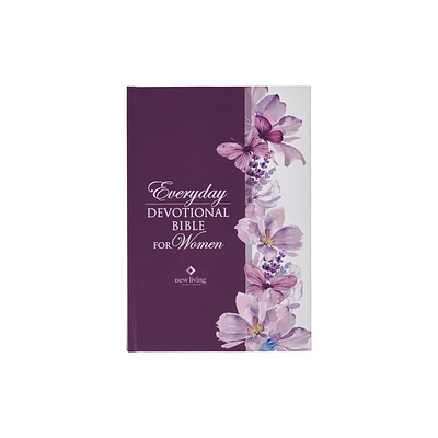 NLT Holy Bible Everyday Devotional Bible for Women New Living Translation, Purple Floral Printed - (Hardcover)