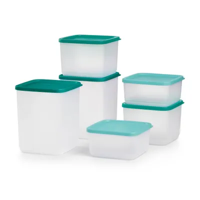 Tupperware Cubix 12pc Food Container Set Blue/salmon/pink : Target