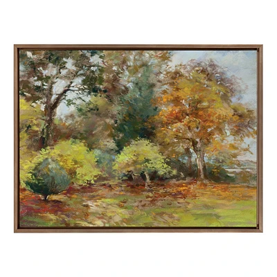 Kate & Laurel All Things Decor 28x38 Sylvie Forest Walking as the Leaves Fall Framed Canvas Wall Art by Nel Whatmore: Transitional Style