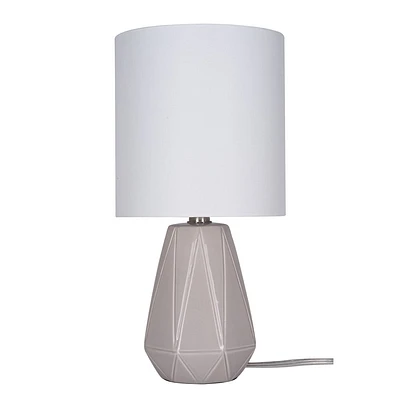 Cresswell Lighting 17 Ceramic Table Lamp White: Gourd Shape, Linen Drum Shade, No Assembly Required