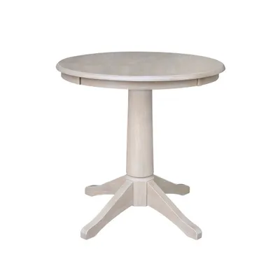 30 X 30 Solid Wood Round Pedestal  Washed Gray Taupe - International Concepts: Kitchen Furniture