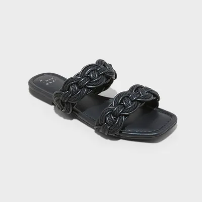 Women Sarafina Woven Two-Band Slide Sandal with Memory Foam Inole - A New Day Black 6