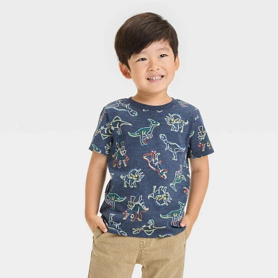 Toddler Boys Short Sleeve Jersey Knit Dino T-Shirt