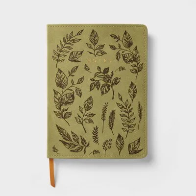 240 Sheet Ruled Journal 5.75x7.75 Faux Leather Leaves - Threshold: Sage Green Soft Cover Notebook for Teens & Adults