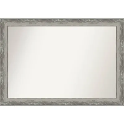 41 x 29 Non-Beveled Waveline Silver Narrow Bathroom Wall Mirror - Amanti Art