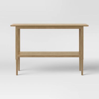 Gretna Narrow Console Table Natural - Threshold: Solid Wood, Rustic Sofa Table with Shelf