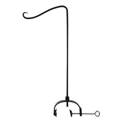 28.25 Wrought Iron Shepherds Hook with Over Railing Bracket - Achla Designs: No Assembly, For Porch/Deck