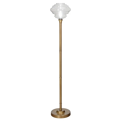 River of Goods 66.5 Cosmo Metal and Glass Floor Lamp: ETL Listed, Clear Globe Shade, Gold Base