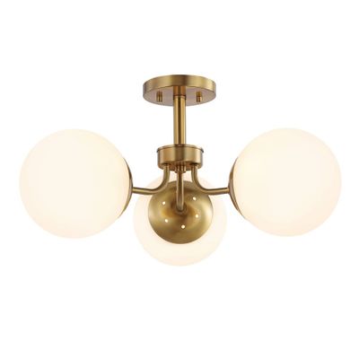 23.5 LED 3-Light Olivier Iron/Frosted Glass Pendant Gold/White - JONATHAN Y: Mid-Century Modern, UL Listed