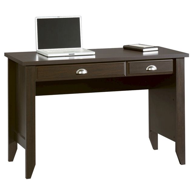 Shoal CreekComputer Desk with Flip Down Keyboard - Jamocha Wood - Sauder: Home Office Furniture, Smooth Metal Runners, Nickel Bin Pulls