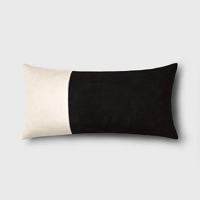 Oversized Colorblock Pieced Suede Lumbar Throw Pillow - Threshold