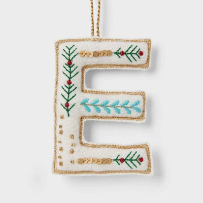 mbroidered Fabric Monogram Letter  Christmas Tree Ornament - Wondershop