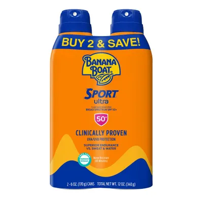 Banana Boat Ultra Sport Clear Spray Broad Spectrum Sunscreen - SPF 50 - 6oz/2pk