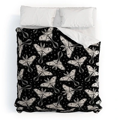 Deny Designs King Avenie Luna Moth Black and Cream Comforter and Pillow Sham Black