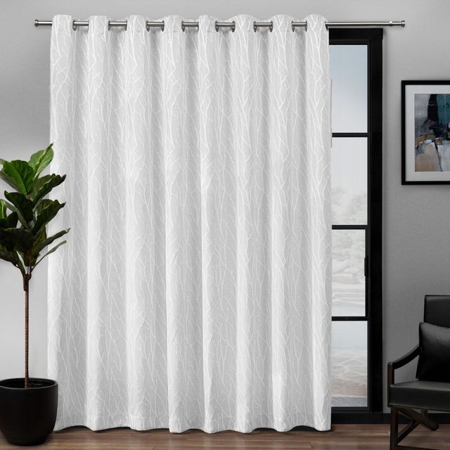 108x84 Forest Hill Patio Woven Blackout Grommet Top Single Curtain Panel White - Exclusive Home