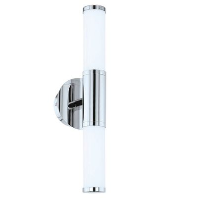 EGLO LED 2-Light Palmera Vanity Glass Wall Sconce Chrome: Modern Bathroom Sconce, Frosted Cylinder Shades, ETL Listed