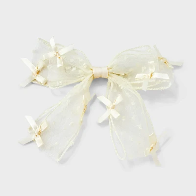 Sheer Bow with Satin Mini Bows Hair Barrette - Wild Fable Ivory