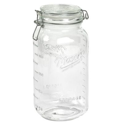 Mason Craft & More 3L Clamp Jars: Large Glass Canning Jar with Lid, Wide Mouth, Hand Wash, Clear, 101.4 oz Capacity