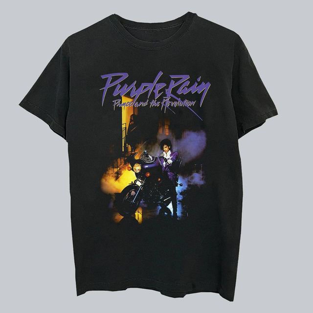 Mens Prince Purple Rain Short Sleeve Graphic Crewneck T-Shirt