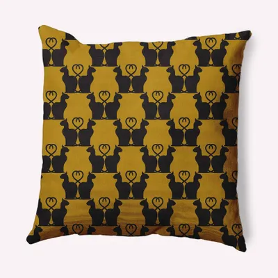 16x16 Cat Clowder Print Square Throw Pillow Autumn Gold - e by design: Halloween Theme, Indoor Decor