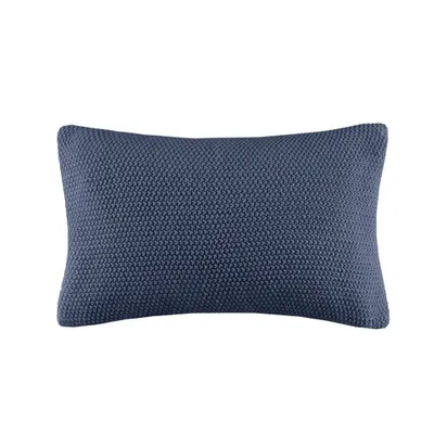 12x20 Oversize Bree Knit Lumbar Throw Pillow Cover Indigo - Ink+Ivy: Acrylic, Machine Washable, Zippered