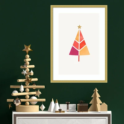 Amanti Art 19x25 Little Christmas Tree by Kubistika Wood Framed Wall Art Print