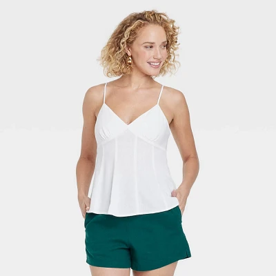 Women Fit N Flare Linen Tank Top