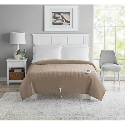 North Star Home Twin Cozy Knit Heated Electric Blanket Taupe