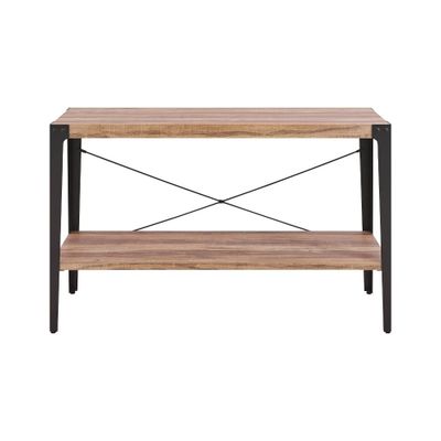 Modern Industrial Console Table Metal/Distressed Wood - Danya B.: Entryway, Black Frame, with Storage Shelf