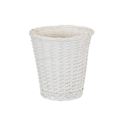 Household Essentials Wicker Waste Basket White: Indoor Trash Can, Open Top, Small, Spot Clean, 13.9L Capacity