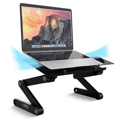 Uncaged Ergonomics Workez Adjustable Laptop Stand & Lap Desk Black: Modern Aluminum Couch Desk, No Assembly Required