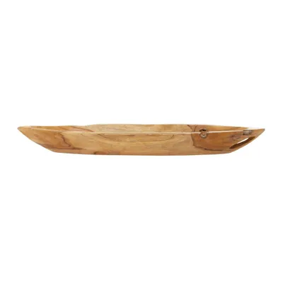 Olivia & May 5 x 28 Canoe Shaped Teak Wood Bowl Natural: Handcrafted Centerpiece, Novelty Shape, Table Decor