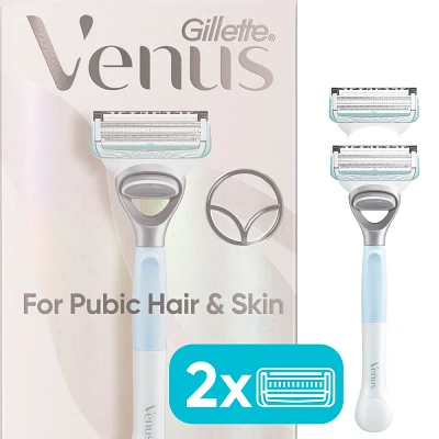 Venus for Pubic Hair & Skin Womens Razor + 2 Razor Blade Refills