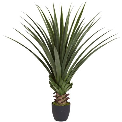 Nearly Natural 4 Artificial Spiked Agave Plant in Pot: Indoor Faux Floral Decor, Polyester and Plastic