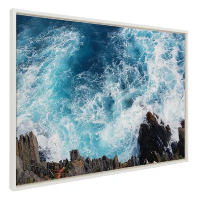 28 x 38 Sylvie Sea Foam Framed Canvas by Rachel Bolgov White - Kate & Laurel: Nautical Wall Decor, Ocean Art