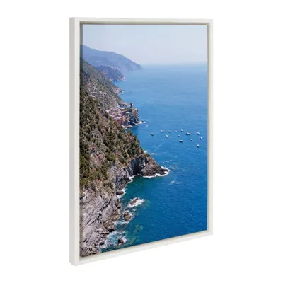 Kate & Laurel All Things Decor 23x33 Sylvie Towns of Cinque Terre Framed Canvas by Rachel Bolgov: Coastal Art