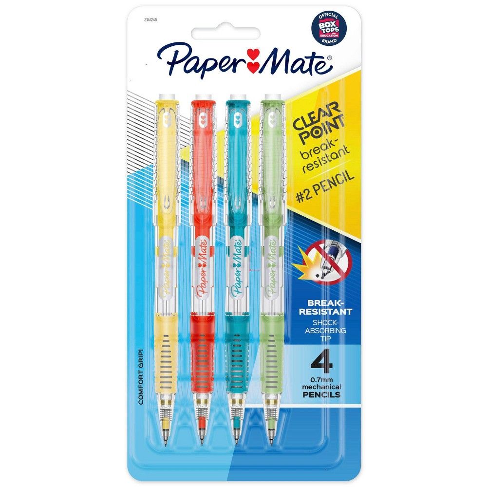 Paper Mate Clear Point 3pk #2 Mechanical Pencils With Eraser & Refill 0.7mm  Assorted Colors : Target