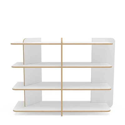 Polifurniture 35.25 Ecofriendly Luna 4 Shelf Bookcase White/Light Brown