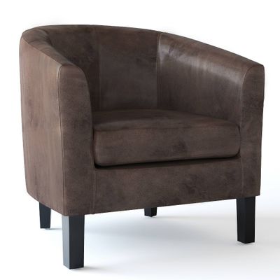 30 Parker Tub Chair Distressed Brown - WyndenHall: Leather Upholstered, Wood Frame, Flared Arms