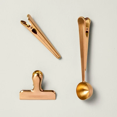 3pc Stainless Steel Coffee Scoop and Clips Copper Finish - Hearth & Hand with Magnolia