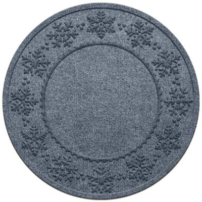 Bungalow Flooring 3 WaterHog Snowflake Tree Skirt Round Floormat Bluestone