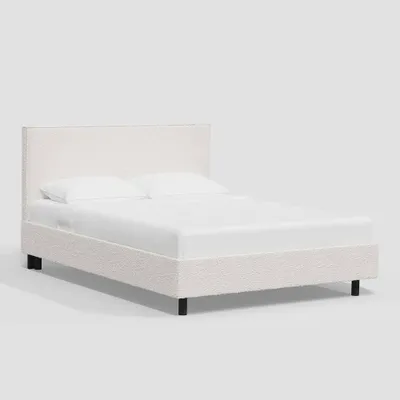 Queen Fanie Slipcover Platform Bed in White Boucle - Threshold